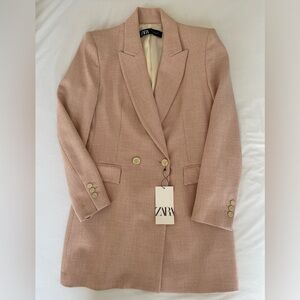 Zara light pink tweed blazer/jacket, NWT, size M